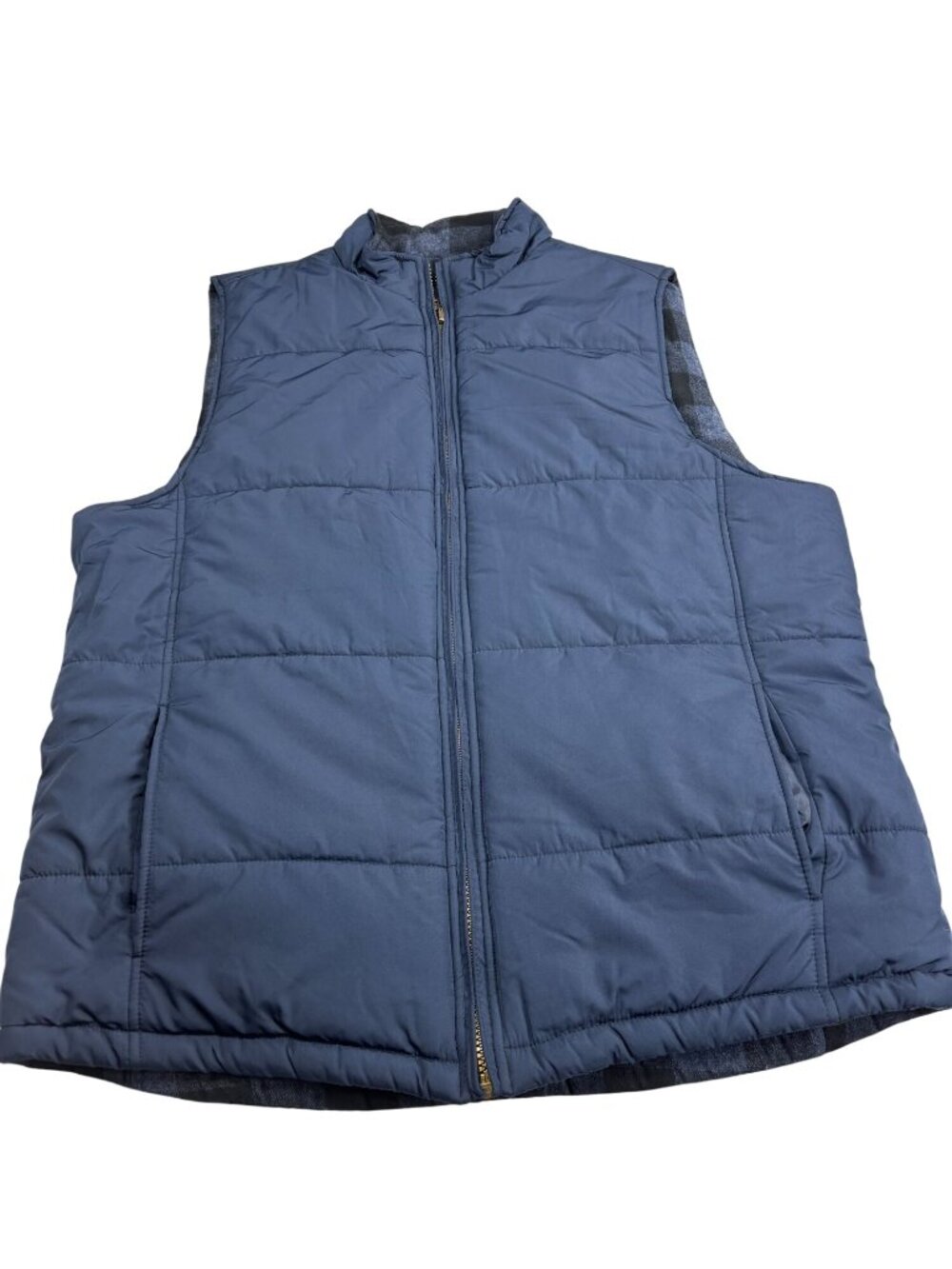 Weatherproof Vintage Reversible Puffer Vest Mens Size L/G Navy Plaid